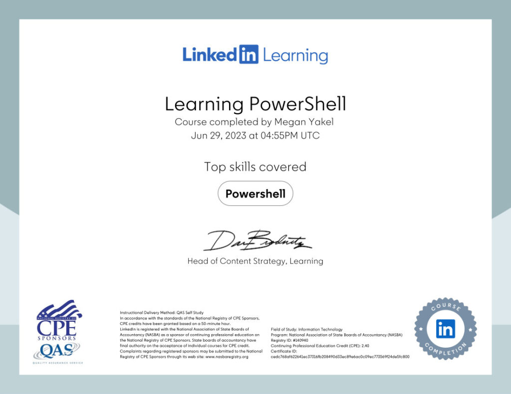 Learning PowerShell